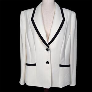 NWT TAHARI ASL Vinny Cloud White Blazer Black Line Academia Career Office sz 18